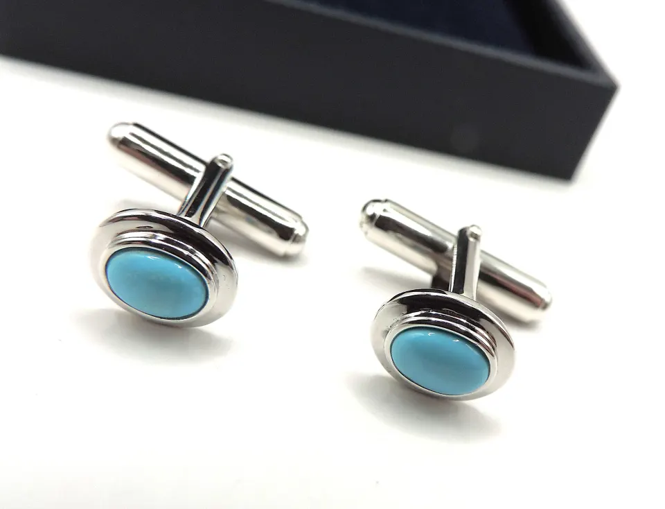 Sterling Silver Turquoise Cufflinks New With Gift Pouch
