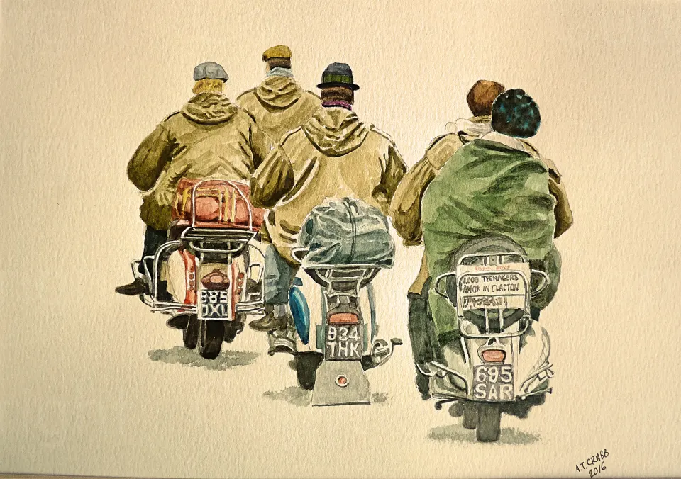 Mods & Scooters  1960's "Mods in Clacton"  Large  Metal Wall Art.