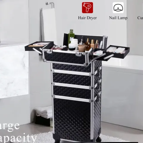 In-1 Rolling Makeup Trolley Case – Large Capacity Cosmetic Train Case With Detachable Compartments