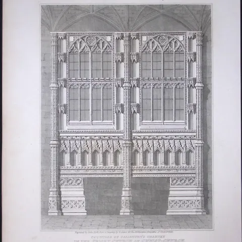 Priory Christ- Church Hampshire 190 Years-Old John Britton Antique Steel Engraving-170