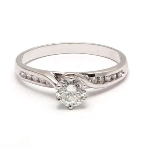 18ct White Gold Single Stone Diamond Ring With Stone Set shoulders (0.51) 0.61 Carats