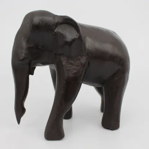 Hand-Carved Wooden Elephant Figure
