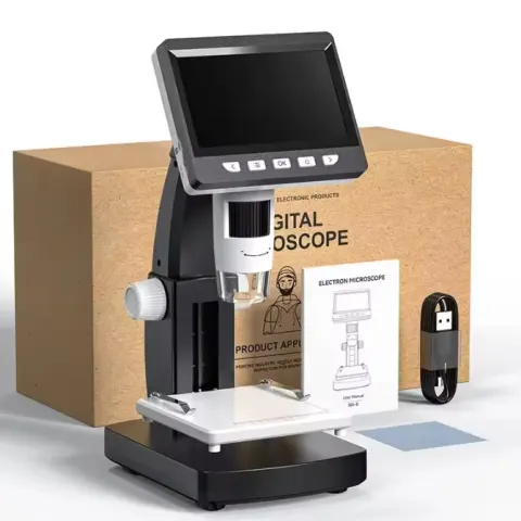 4.3" LCD Digital Microscope – 50X-1000X Magnification With 1080P HD, 8 LED Lights, and Built-In Stor