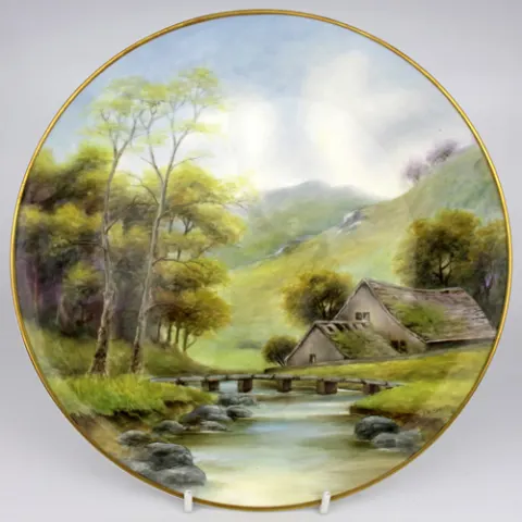 Hand Painted Landscape Henwick Cabinet Plate by J Smith