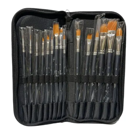 5 x Mozart 15 Piece Artists Paint Brush Set L6c