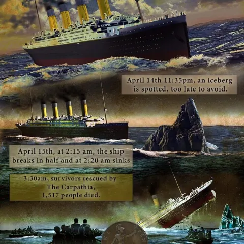 The Titanic Disaster 1912 Original Antique Penny Metal Coin Art Gift Set