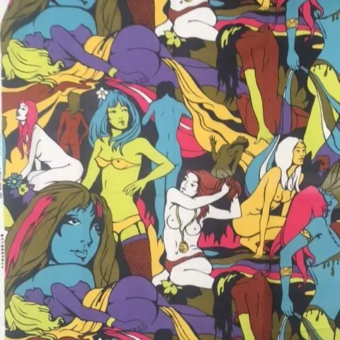 Switch on 70’s (1972) RARE /UNIQUE, Wall Hanging Fabric by Bernard Wardle, in vibrant colours, 1972