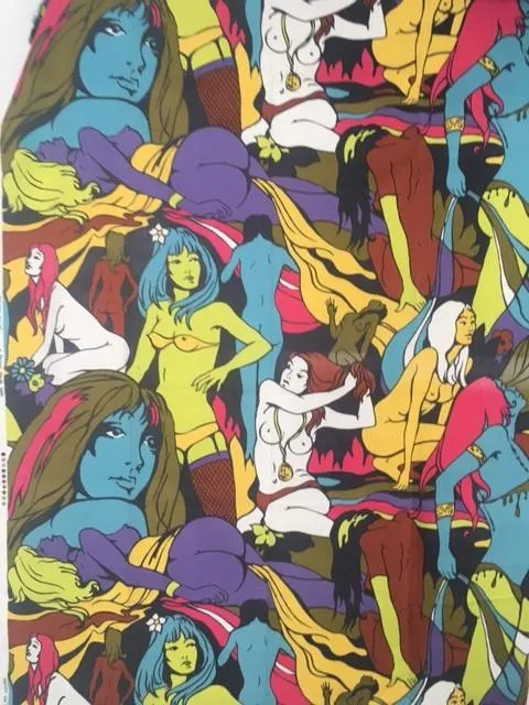Switch on 70’s (1972) RARE /UNIQUE, Wall Hanging Fabric by Bernard Wardle, in vibrant colours, 1972