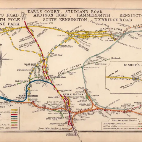 Earls Court Hammersmith Kensington London Antique Railway Diagram-39.