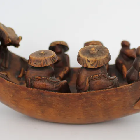 Antique Chinese Carved Rootwood Sculpture of a Boat