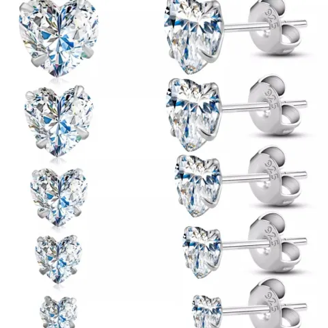 12 x 5 Pairs 925 Sterling Silver Stud Earrings Sets
