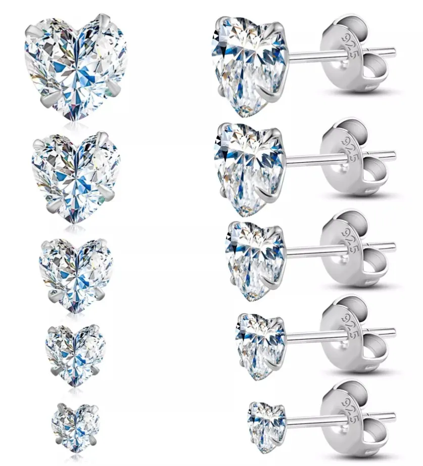 12 x 5 Pairs 925 Sterling Silver Stud Earrings Sets