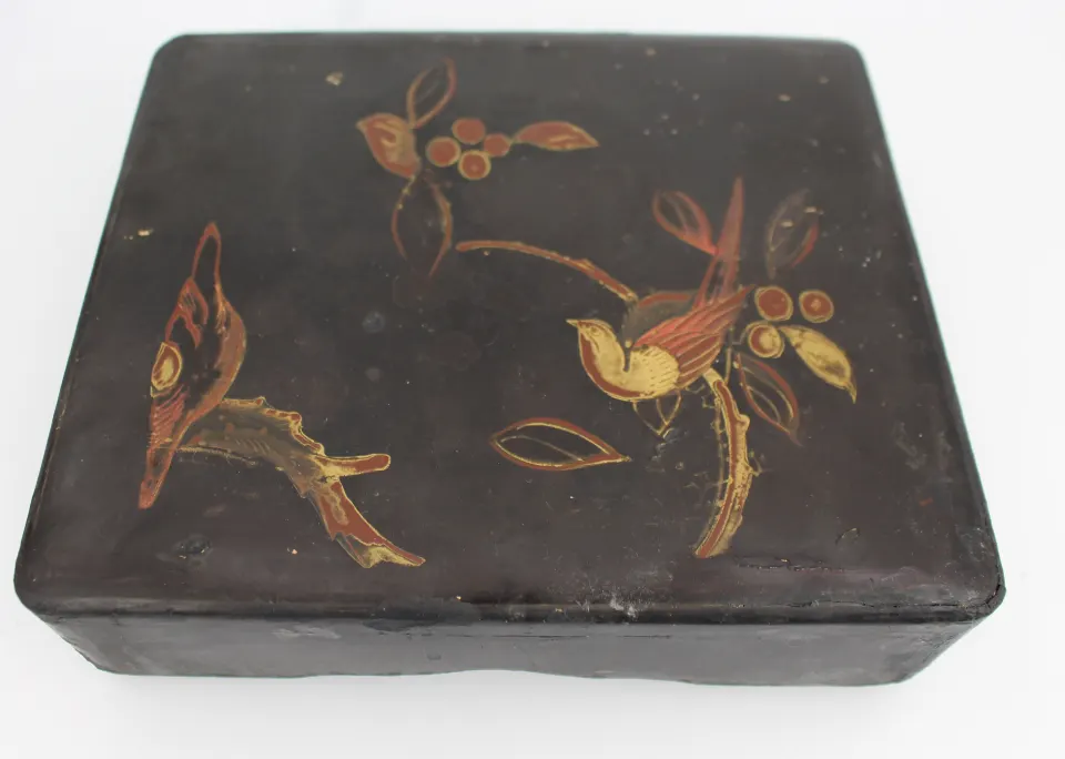 Antique Papier-Mâché Box with Chinoiserie Decoration