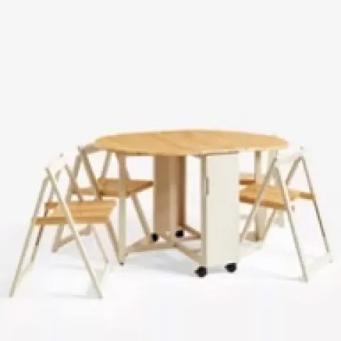 John Lewis ANYDAY 4-Seater Oval Wood Butterfly Dining Table & Folding Chairs Set, Natural RRP £349
