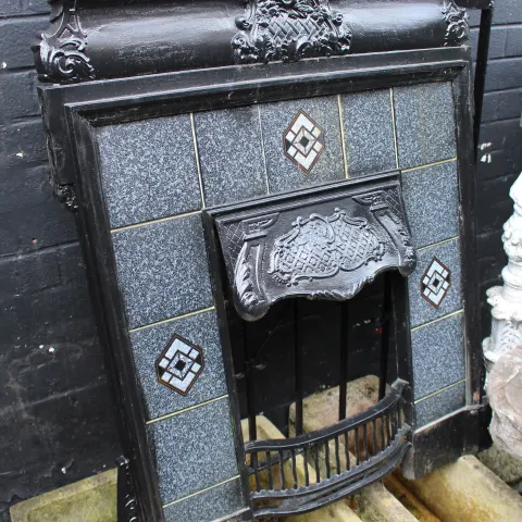 Vintage Cast Iron Tile Fire Surround