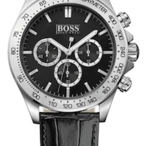 Hugo Boss 1513178 Men's Ikon Black Leather Strap Quartz Chronograph Watch