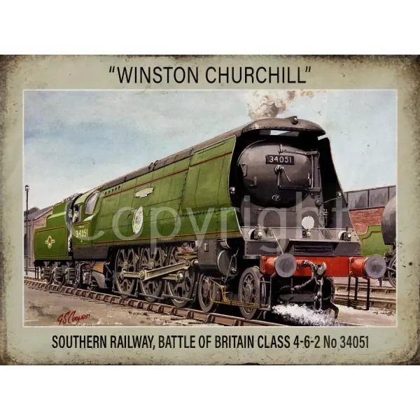 Winston Churchill 34051  Steam Train Nostalgic Large Metal Wall Art