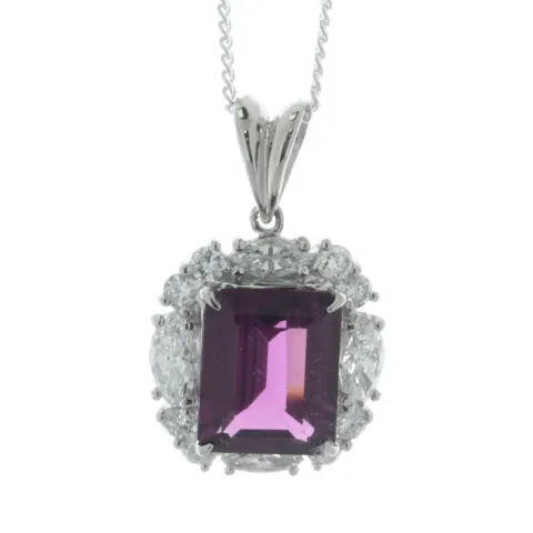 Platinum Diamond And Almadine Garnet Pendant (G3.67) 0.93 Carats