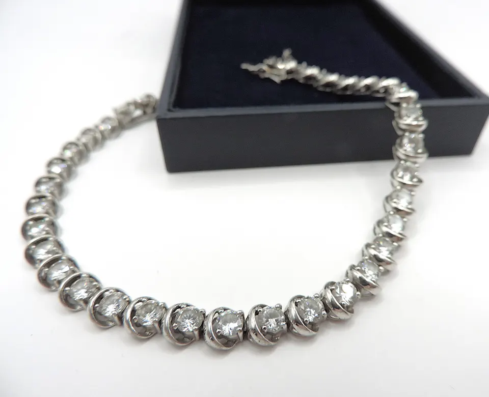 Sterling Silver Gemstone Tennis Bracelet New With Gift Box