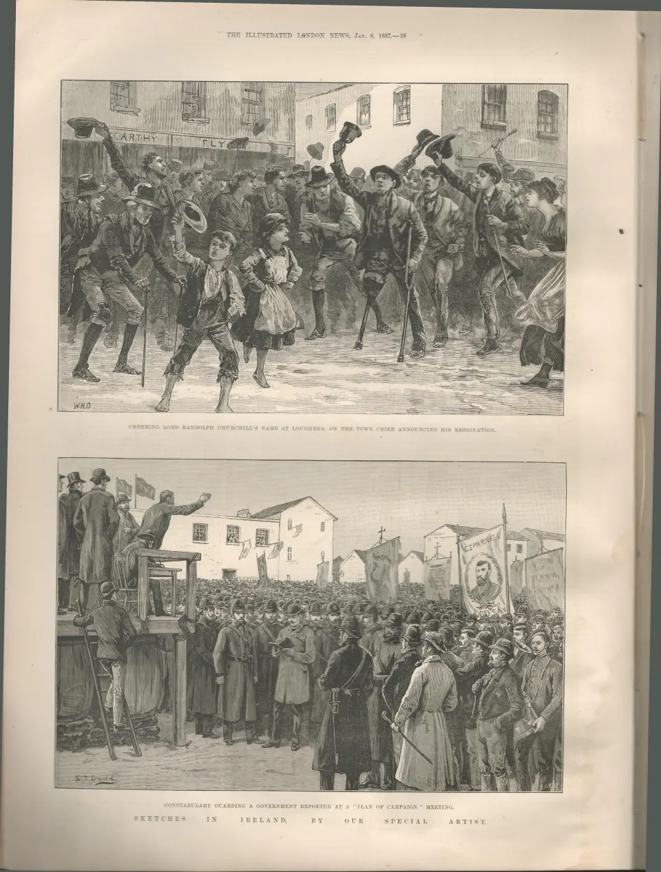 1887 Crowds in Galway Cheering Churchills Name on Announcement of his Resignation.