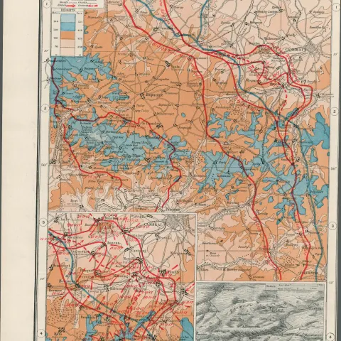 WW1 Western Front Cambrai & Bourlon Wood Antique Map 1922.