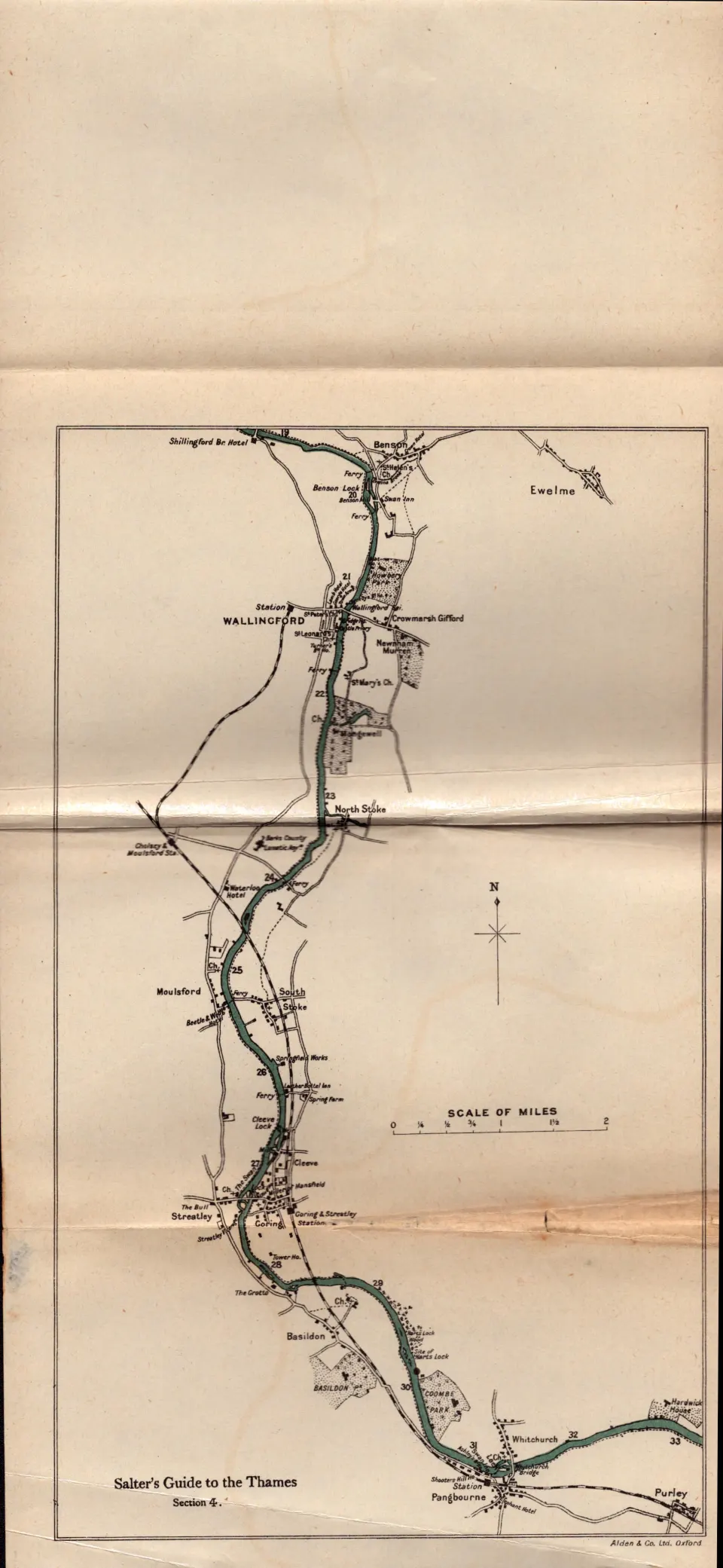 Salters Guide To The Thames No 4 Antique Coloured George V Map.