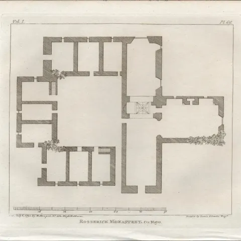 Rosserick Abbey Floor Plan Co Mayo Rare 1791 Francis Grose Antique Print.