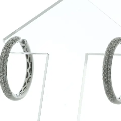 18ct White Gold Claw Set Hoop Diamond Earring 0.97 Carats