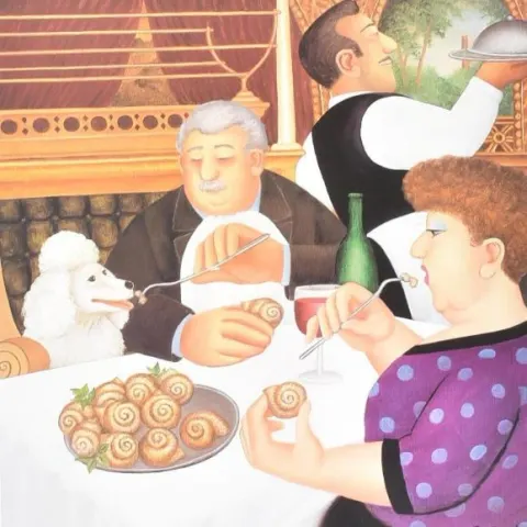 Beryl Cook(b1926-2008) 'Dining In Paris' Hand Signed in Pencil, published by Alexander Gallery, 2001