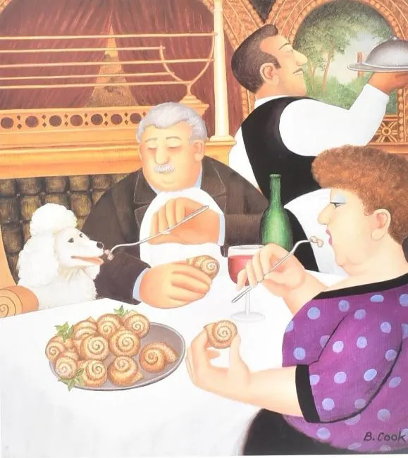 Beryl Cook(b1926-2008) 'Dining In Paris' Hand Signed in Pencil, published by Alexander Gallery, 2001