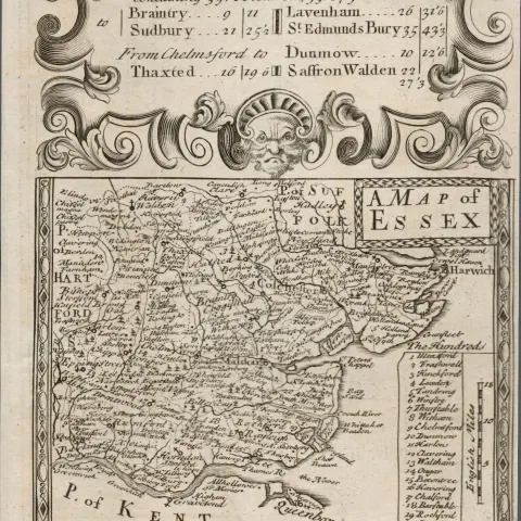 Britannia Depicta E Bowen c1730 Map Essex Chelmsford Braintree Sudbury.