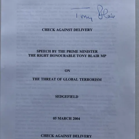 TONY BLAIR original signature.