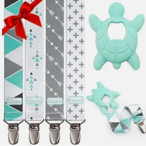 Liname Dummy Clip with Bonus Teething Toy - 4 Pack