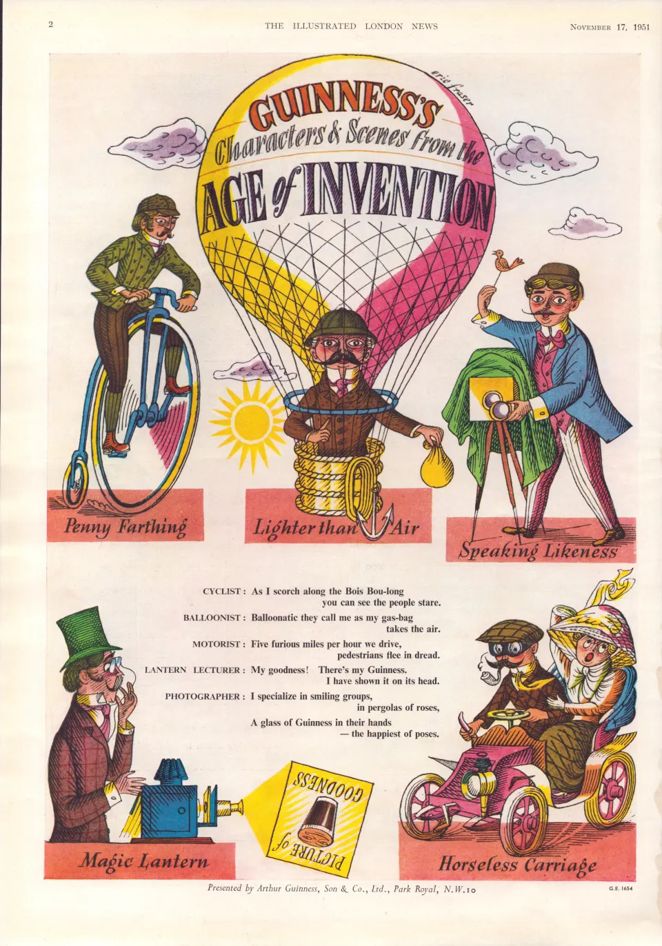 Original 73-Year-Old 1951 Guinness Print Age of Invention– GE 1654   #-17.