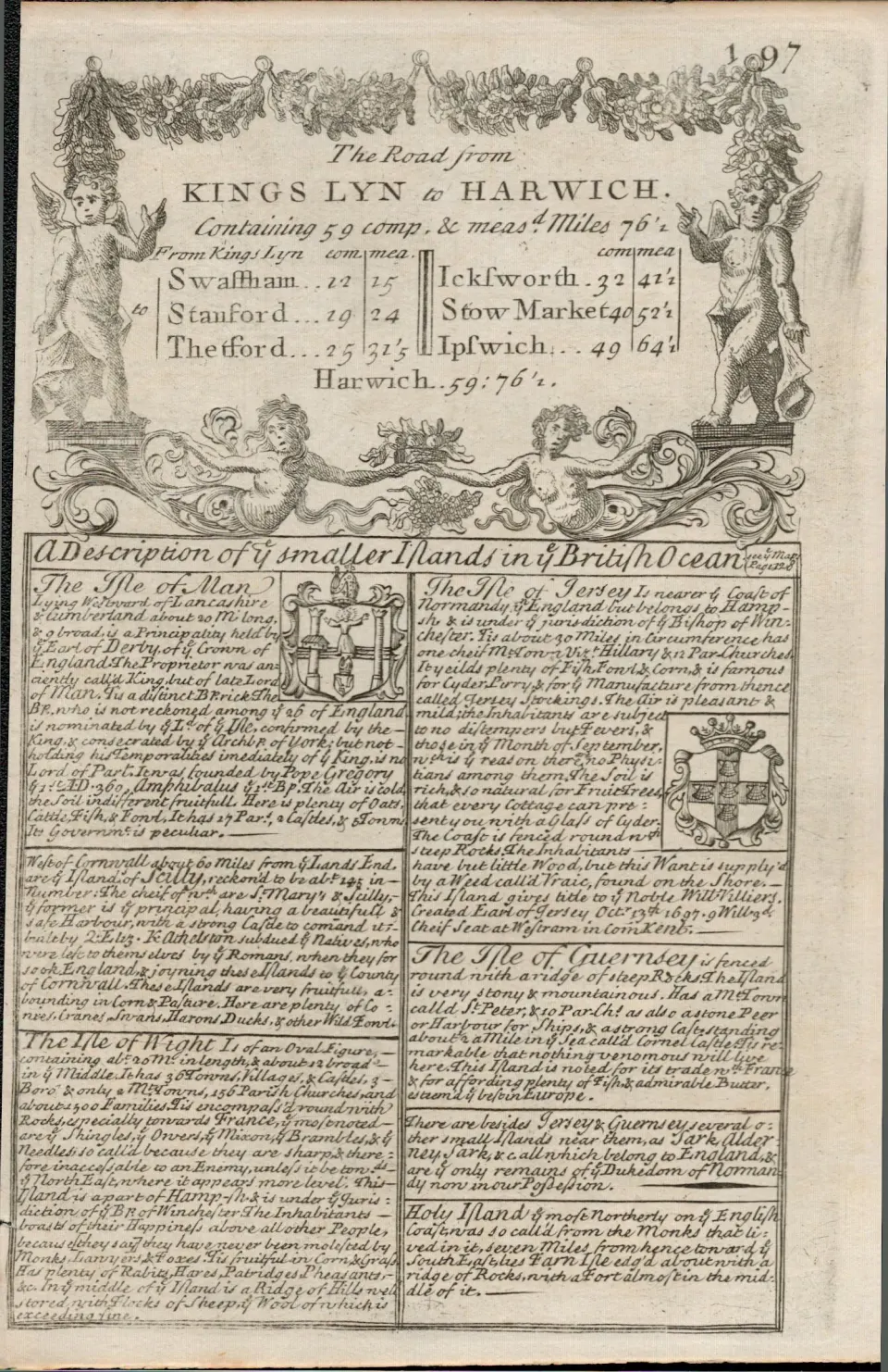 Britannia Depicta E Bowen c1730 Map  Kings Lynn  Swaffham, Thetford Ipswich Harwich.
