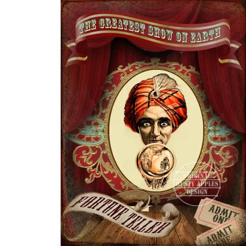 Reproduction Circus Acts Metal Sign "Fortune Teller Show"Vintage Style Reproduction Circus Acts