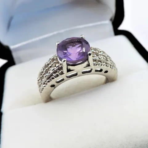 Amethyst & Topaz Ring in Sterling Silver NEW with Gift Pouch