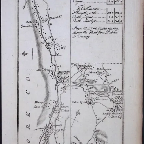Ireland 245 Years -Old Antique Road Map Dublin To Middleton, Cork-126