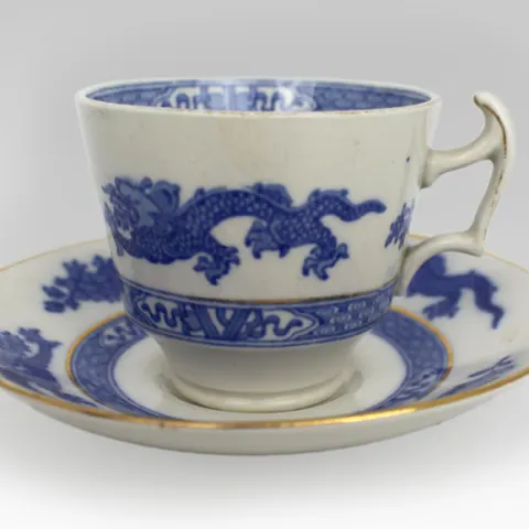Cauldon Blue Dragon Tea Cup and Saucer