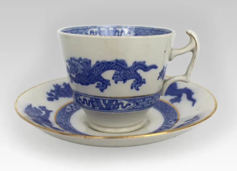 Cauldon Blue Dragon Tea Cup and Saucer