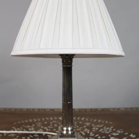 Victorian Silver Plated Corinthian Column Table Lamp