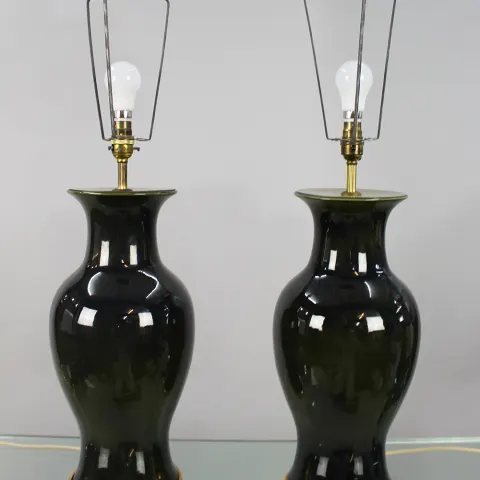 Pair of Vintage Ceramic & Gilt Table Lamps
