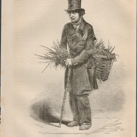 London Trader Groundsell Man Rare Antique 1864 Henry Mayhew Print.