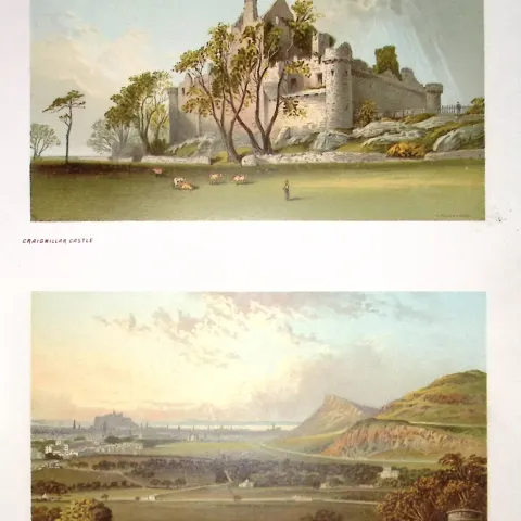 Scotland View of Edinburgh From Craigmillar Castle Antique Print-9a