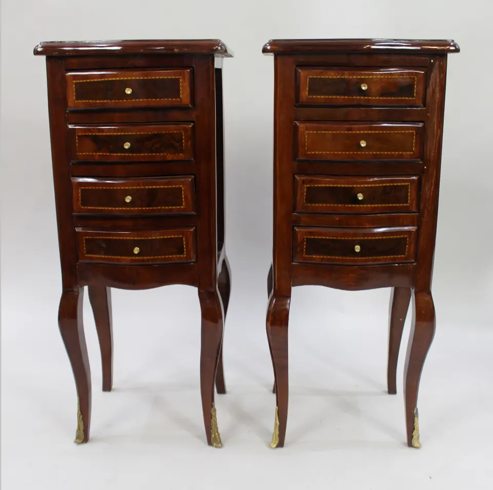Pair of Four Drawer Inlaid French Nightstands