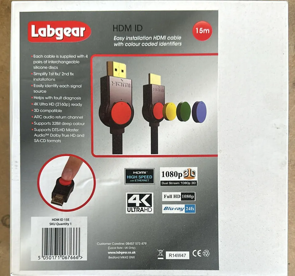 5 X LABGEAR HDMI CABLE 15M