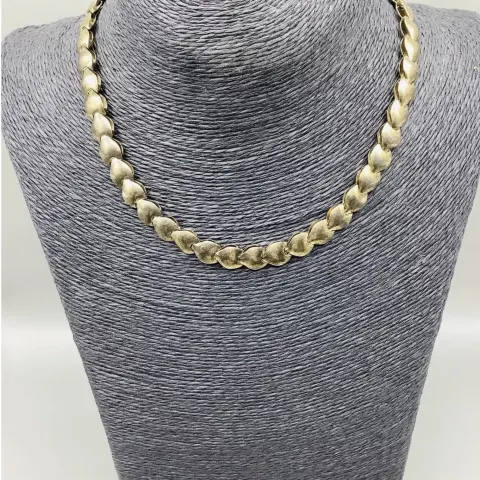 Vintage Fancy Link Gold Vermile On 925 Silver Necklace 40cm 28.50gm