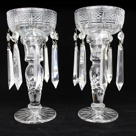 Pair of Cut Glass Crystal Lustres