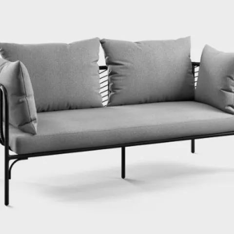 Item Description  -  John Lewis & Partners Chevron 2-Seat Garden Sofa, Black/Grey  -  Stock Number
