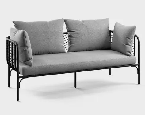 Item Description  -  John Lewis & Partners Chevron 2-Seat Garden Sofa, Black/Grey  -  Stock Number